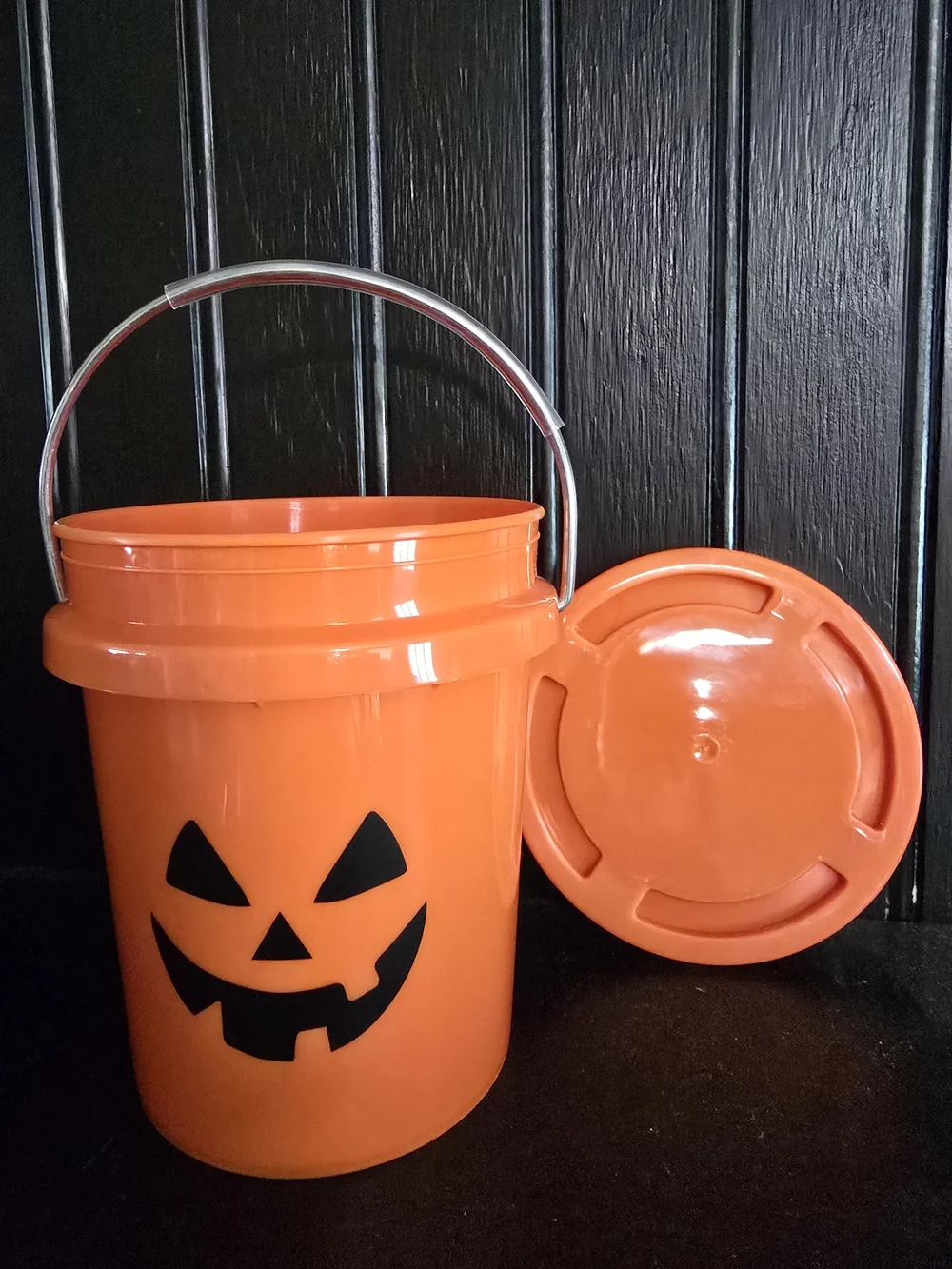 Orange Halloween Jack-O'-Lantern MINI Bucket with Lid